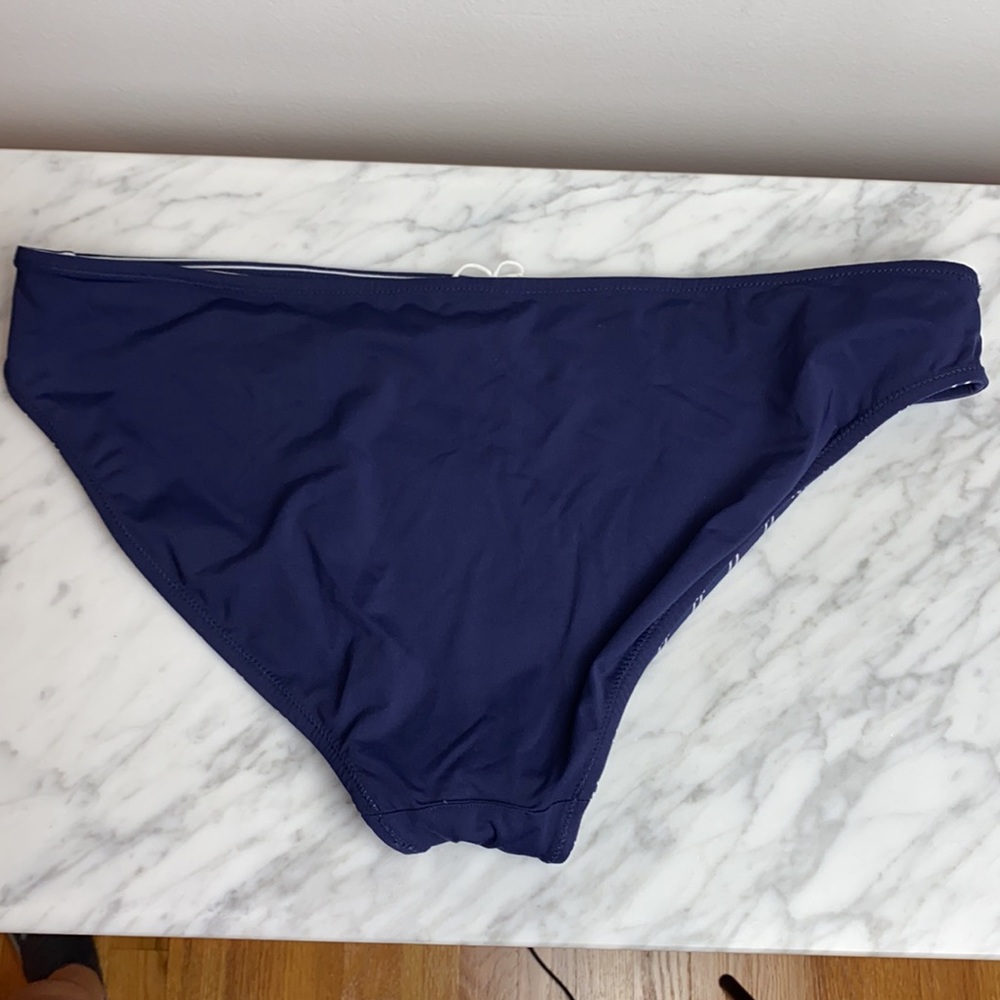 Athleta Piha Reversible Swim Bikini Bottom Navy Blue Striped Large - Picture 8 of 9